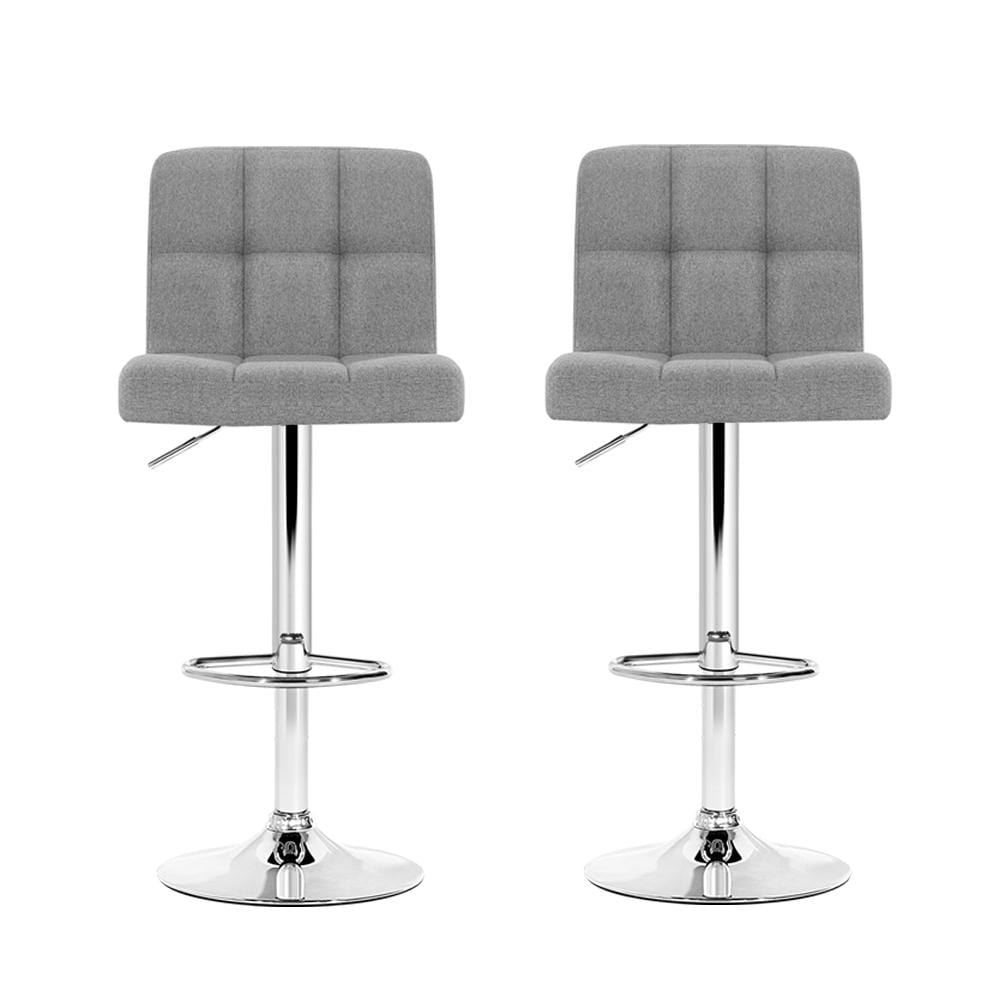 Artiss Set of 2 Fabric Swivel Bar Stools - Grey - Newstart Furniture