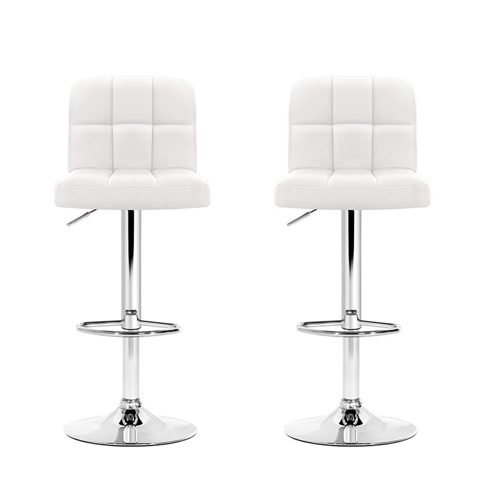 Artiss Set of 2 PU Leather Gas Lift Bar Stools - White - Newstart Furniture