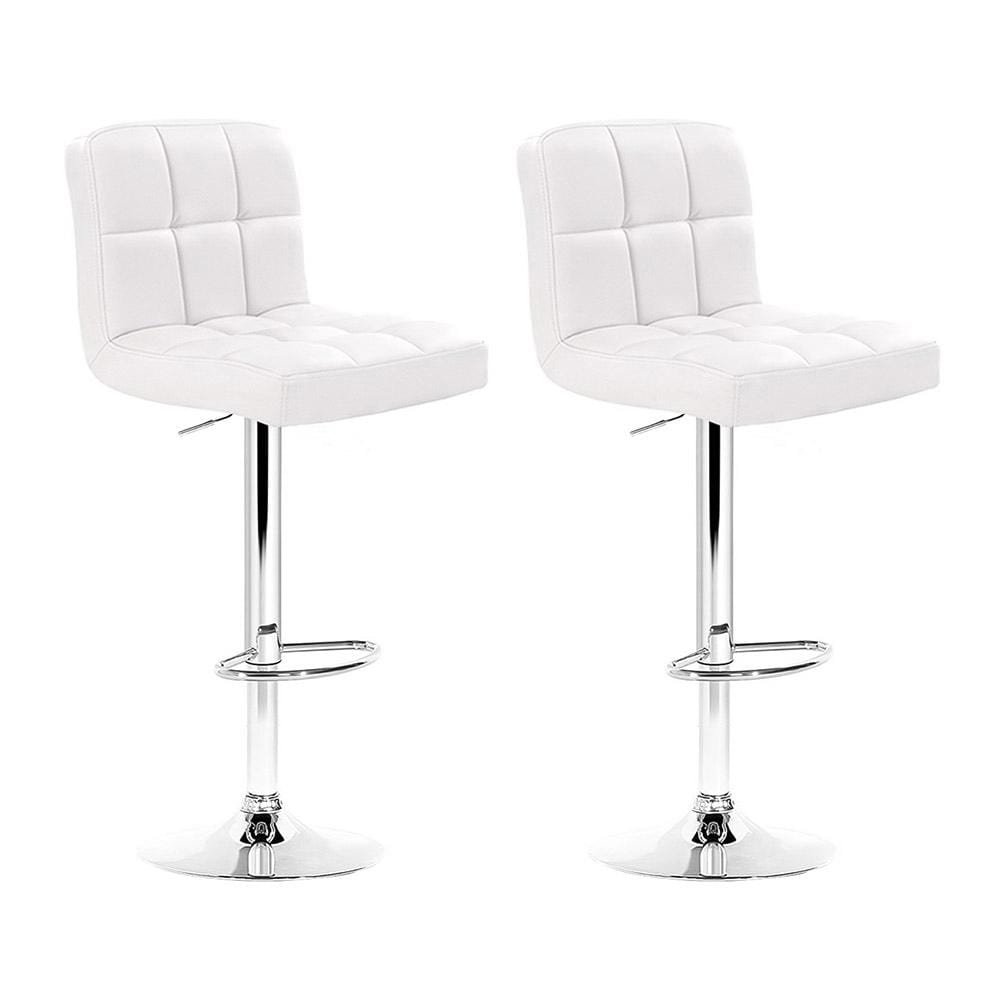 Artiss Set of 2 PU Leather Gas Lift Bar Stools - White - Newstart Furniture