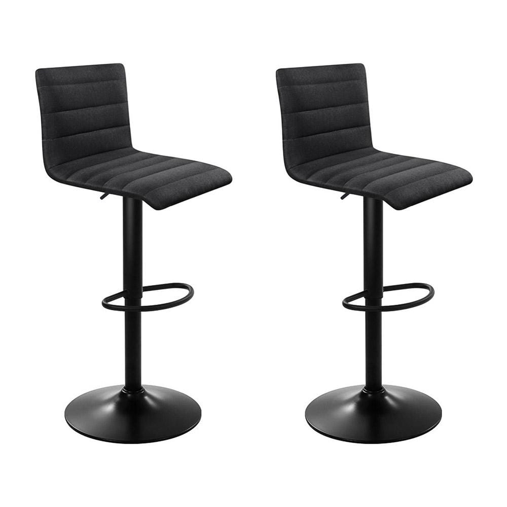 Artiss Set of 2 Faux Linen Bar Stools - Black - Newstart Furniture