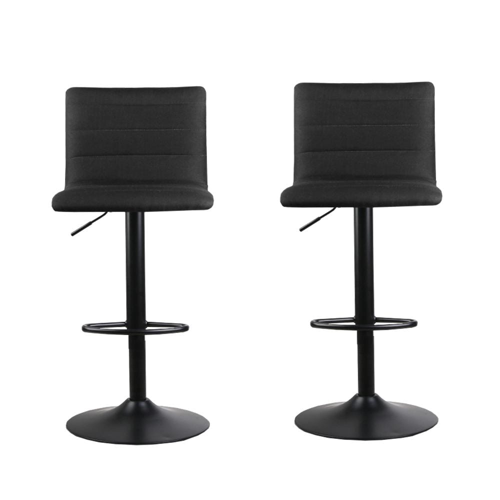 Artiss Set of 2 Faux Linen Bar Stools - Black - Newstart Furniture