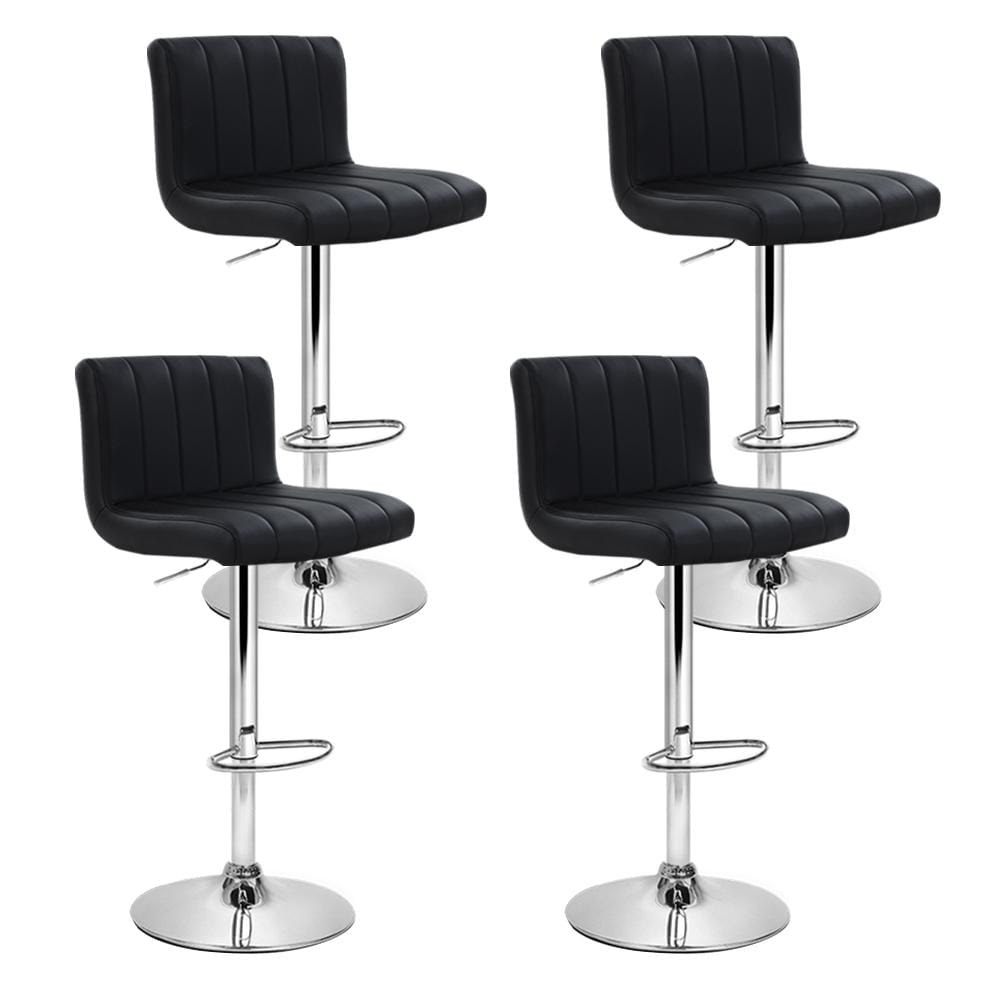 Artiss Set of 4 Line Style PU Leather Bar Stools - Black - Newstart Furniture