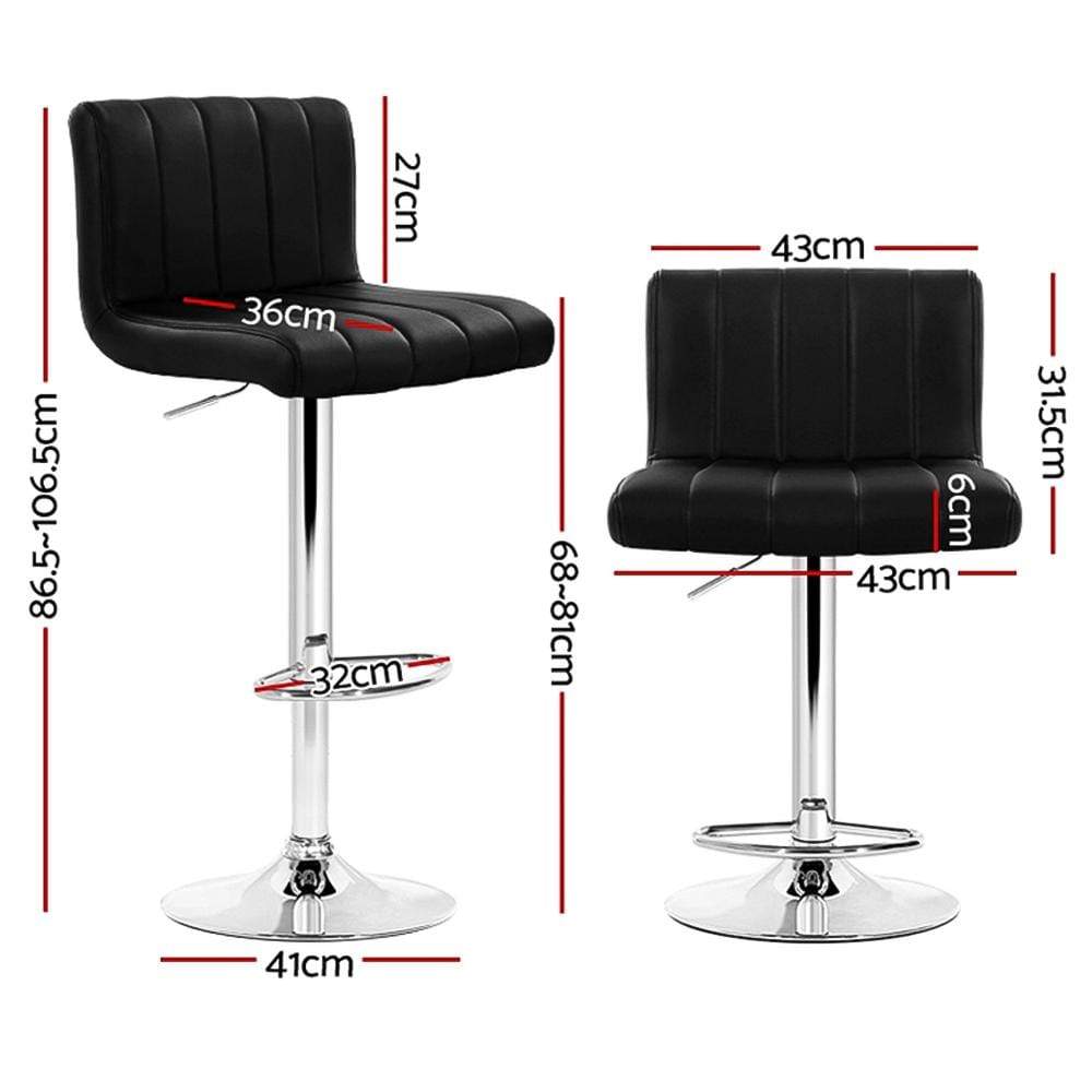 Artiss Set of 4 Line Style PU Leather Bar Stools - Black - Newstart Furniture