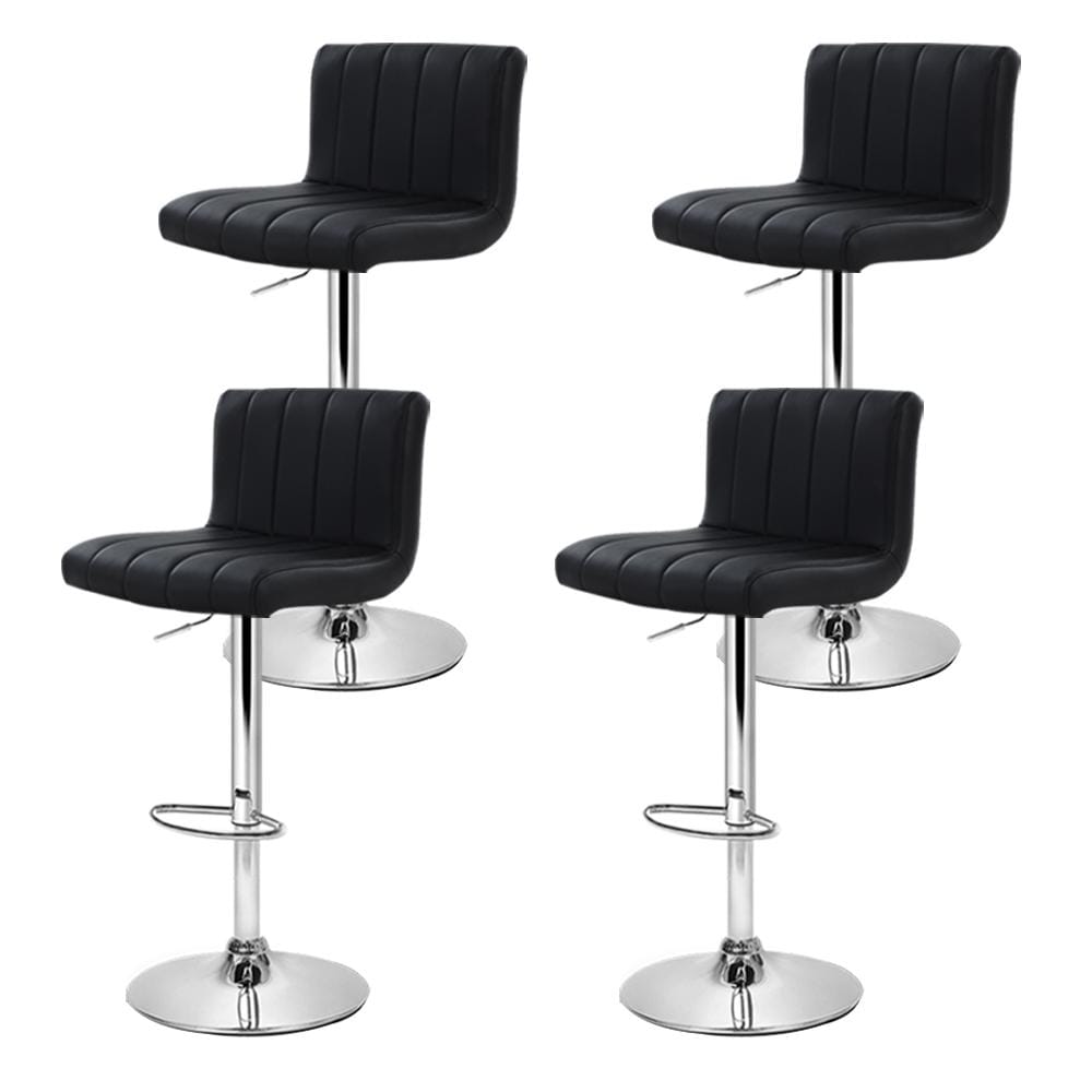 Artiss Set of 4 Line Style PU Leather Bar Stools - Black - Newstart Furniture