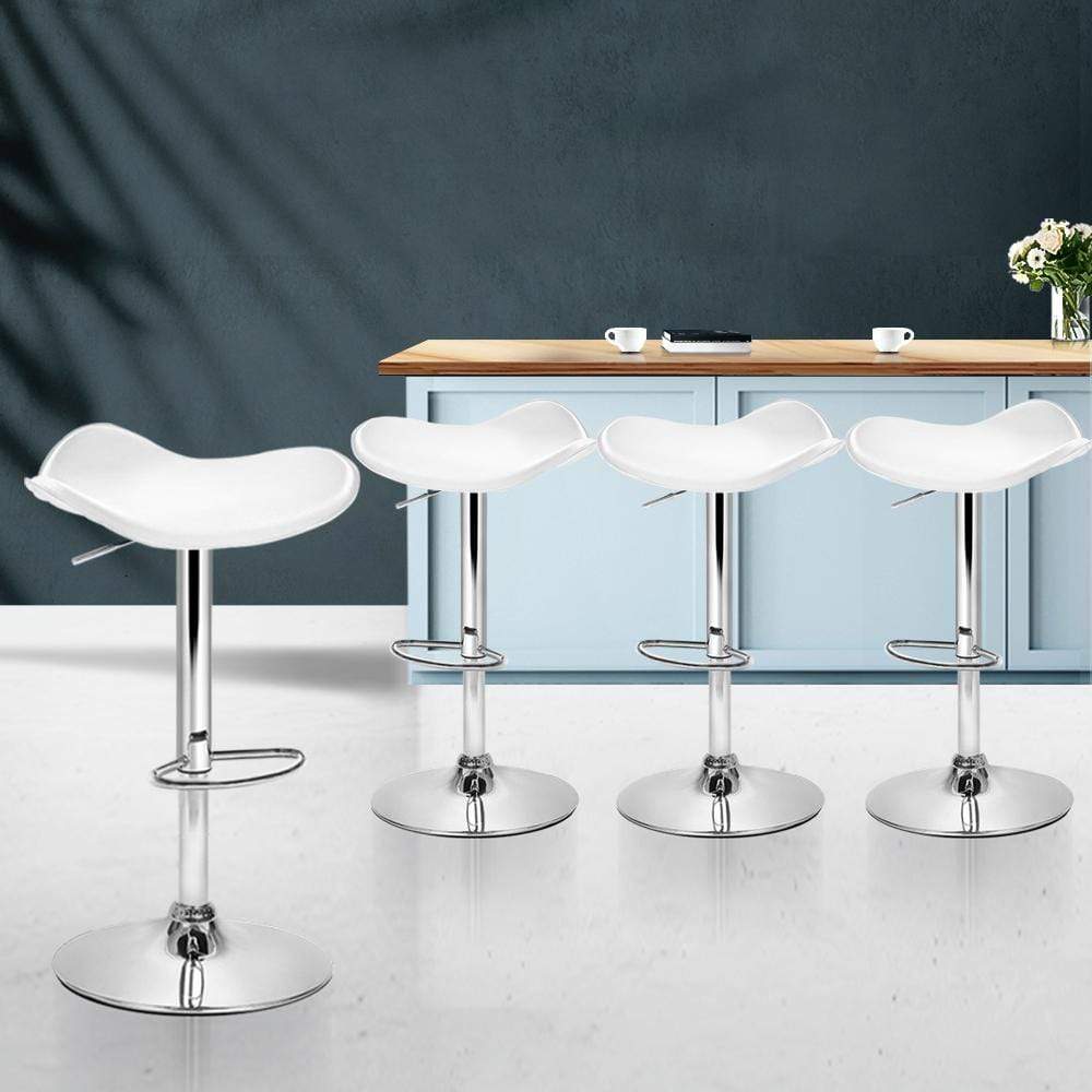 Artiss Set of 4 Swivel Bar Stools - White - Newstart Furniture