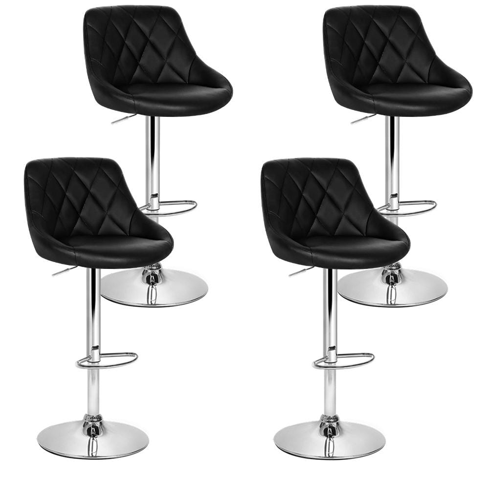 Artiss Set of 4 Bar Stools PU Leather Diamond Style - Black - Newstart Furniture