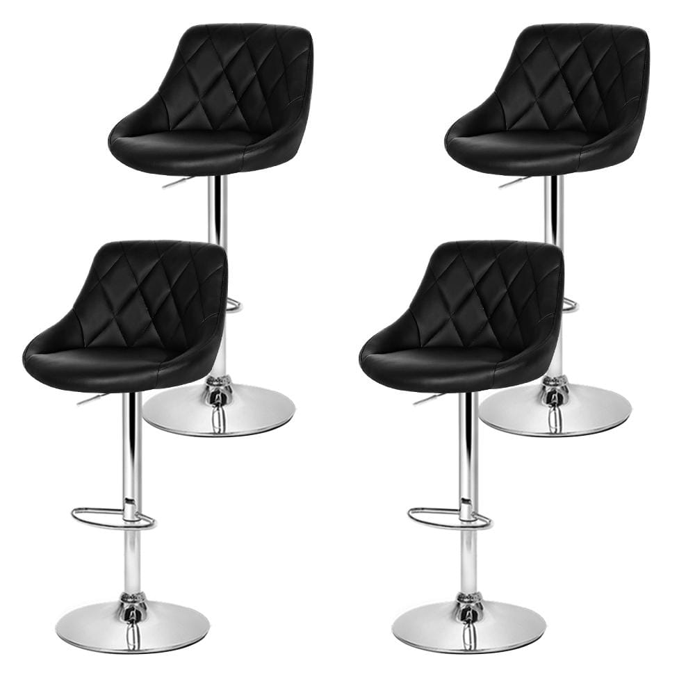 Artiss Set of 4 Bar Stools PU Leather Diamond Style - Black - Newstart Furniture