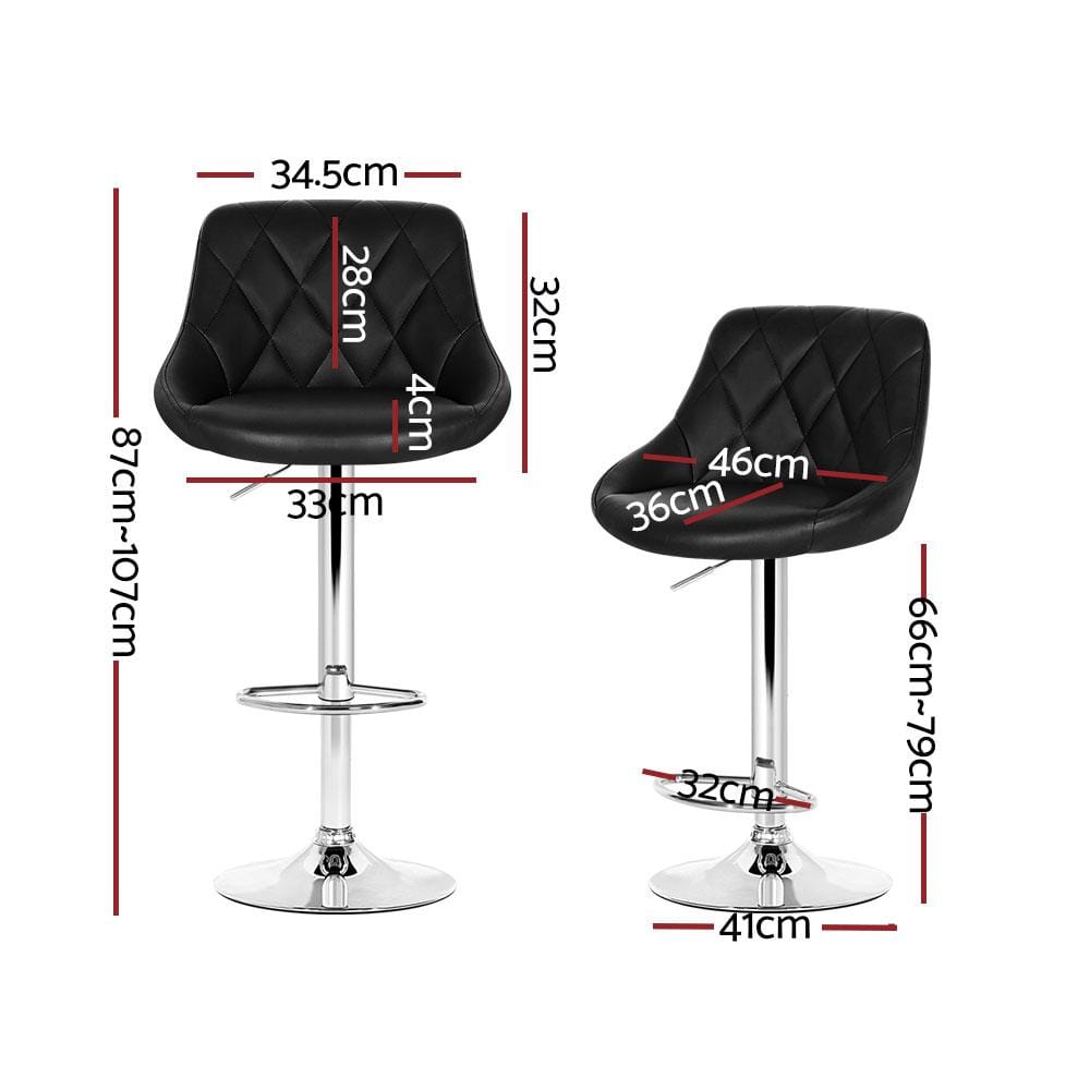 Artiss Set of 4 Bar Stools PU Leather Diamond Style - Black - Newstart Furniture