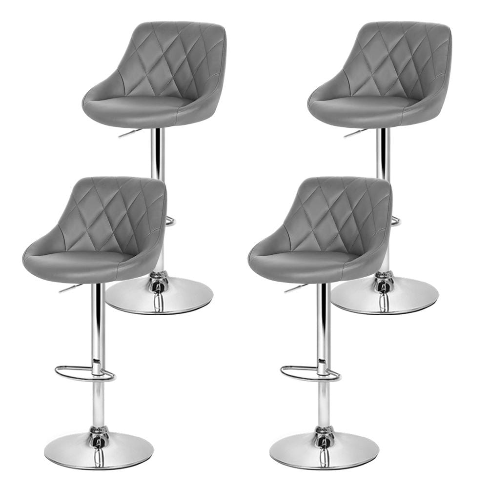 Artiss Set of 4 Bar Stools PU Leather Diamond Style - Grey - Newstart Furniture