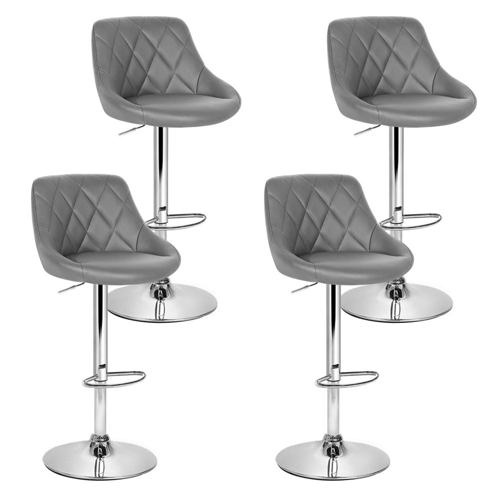 Artiss Set of 4 Bar Stools PU Leather Diamond Style - Grey - Newstart Furniture