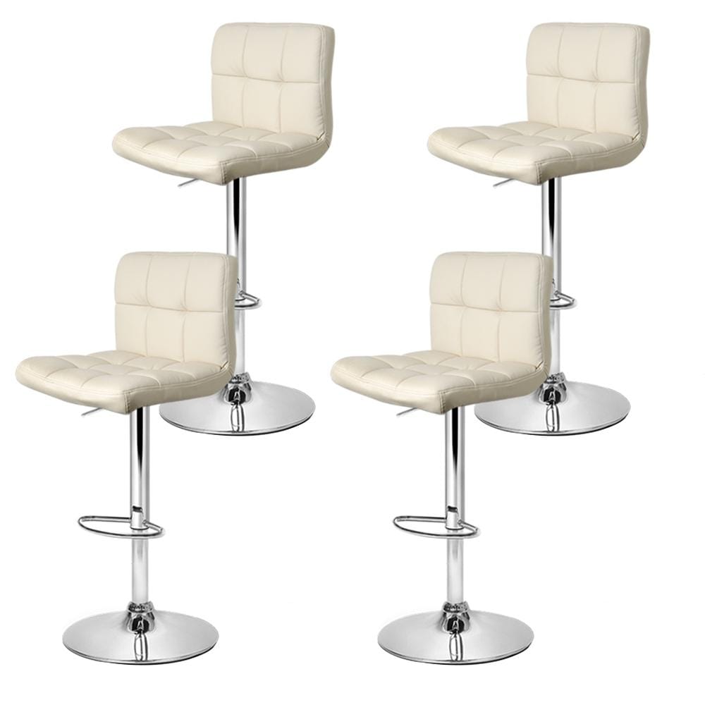 Artiss Set of 4 PU Leather Gas Lift Bar Stools - Beige - Newstart Furniture