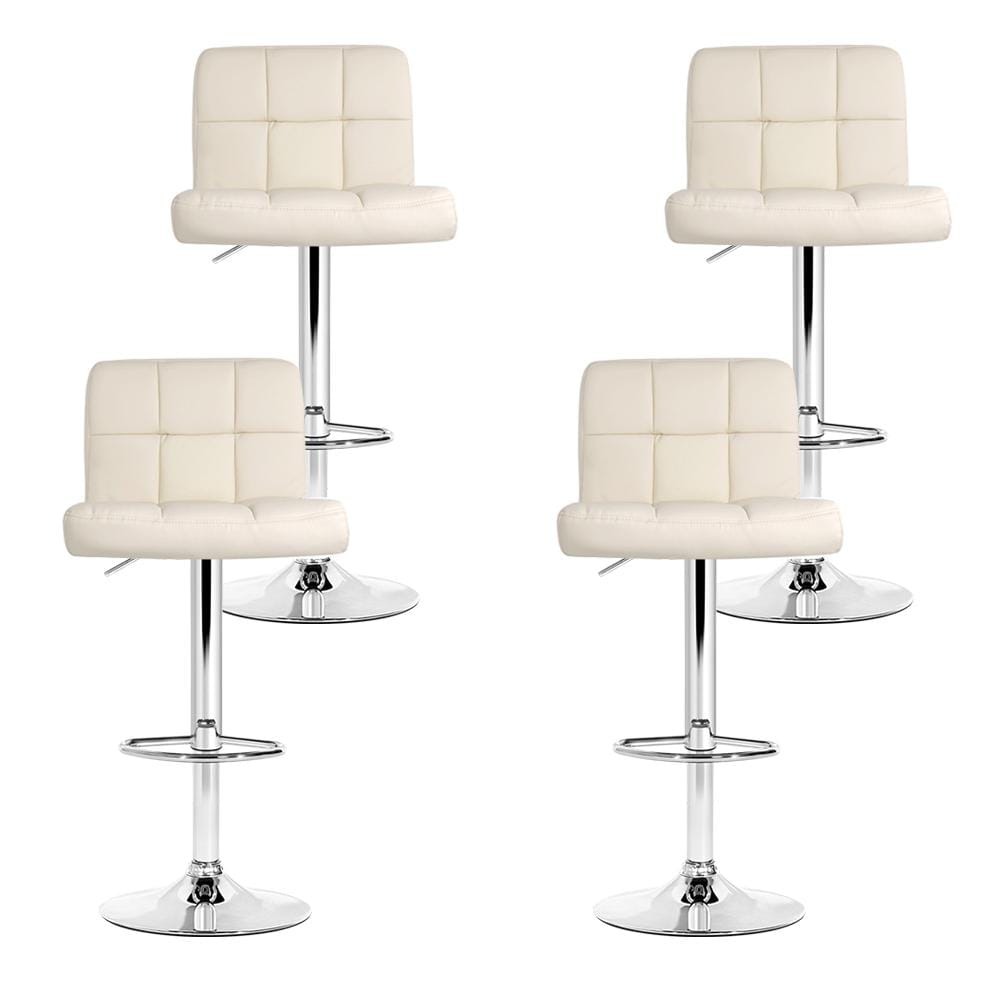 Artiss Set of 4 PU Leather Gas Lift Bar Stools - Beige - Newstart Furniture