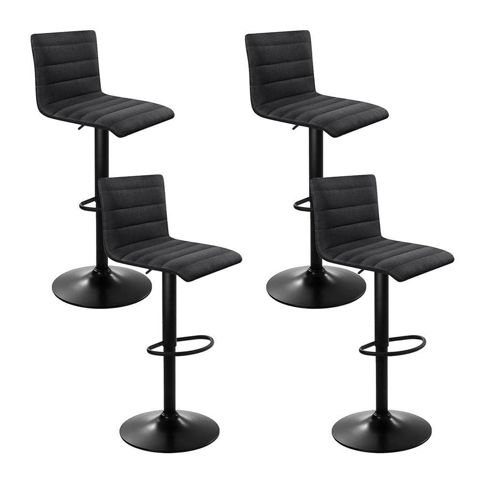 Artiss Set of 4 Faux Linen Bar Stools - Black - Newstart Furniture