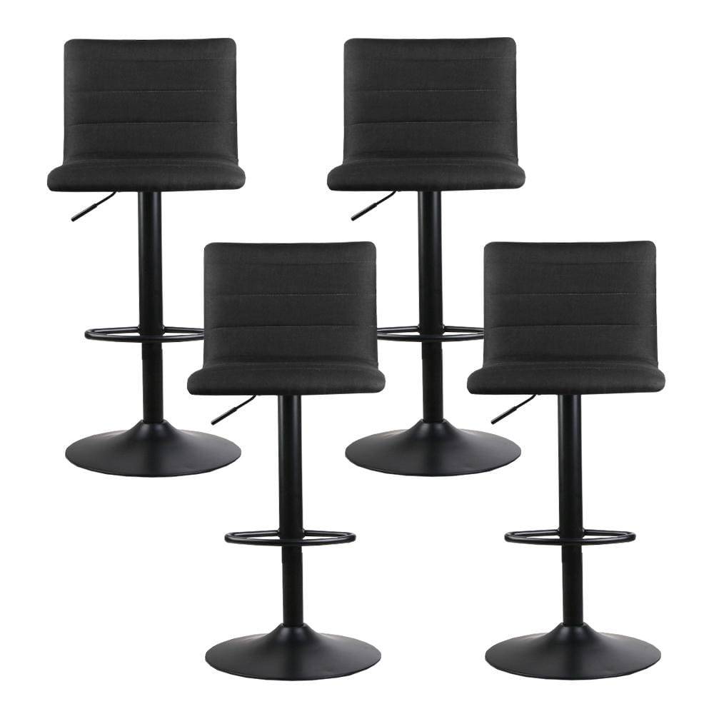 Artiss Set of 4 Faux Linen Bar Stools - Black - Newstart Furniture