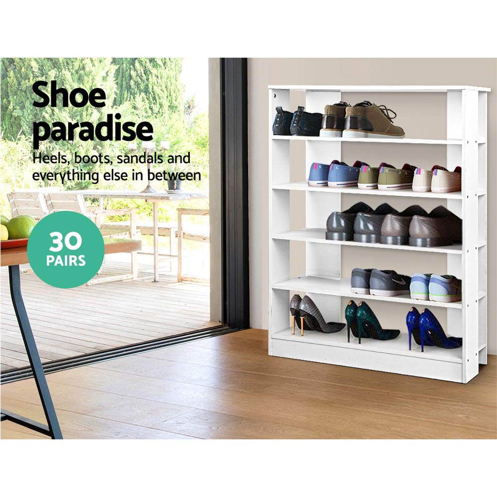 Artiss 6-Tier Shoe Rack Cabinet - White - Newstart Furniture