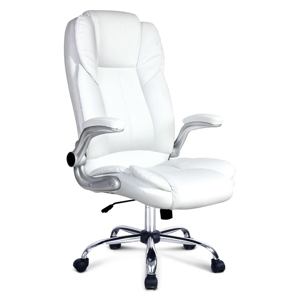 Artiss Kea Executive Office Chair Leather White - Newstart Furniture