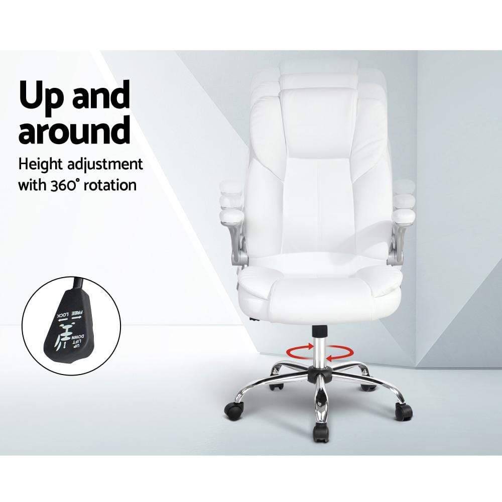 Artiss Kea Executive Office Chair Leather White - Newstart Furniture
