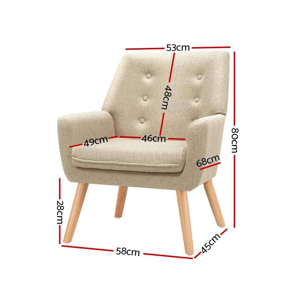 Artiss Fabric Dining Armchair - Beige - Newstart Furniture