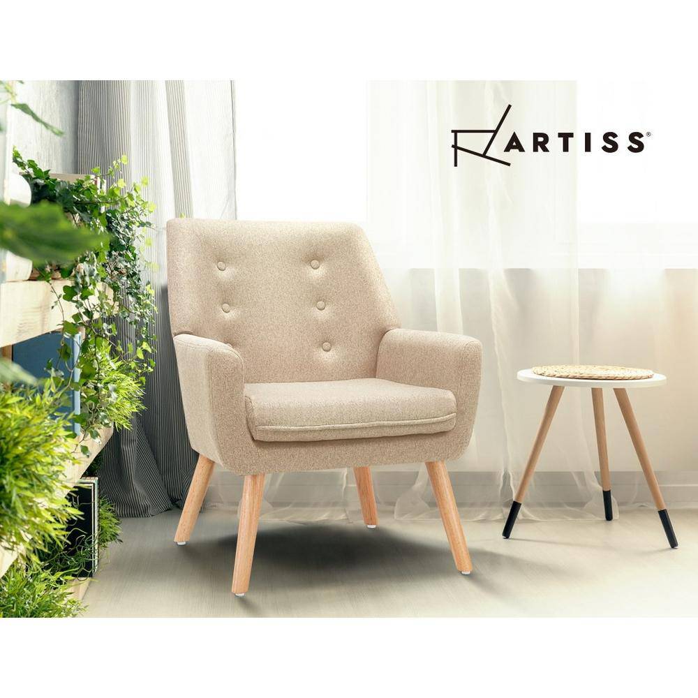 Artiss Fabric Dining Armchair - Beige - Newstart Furniture