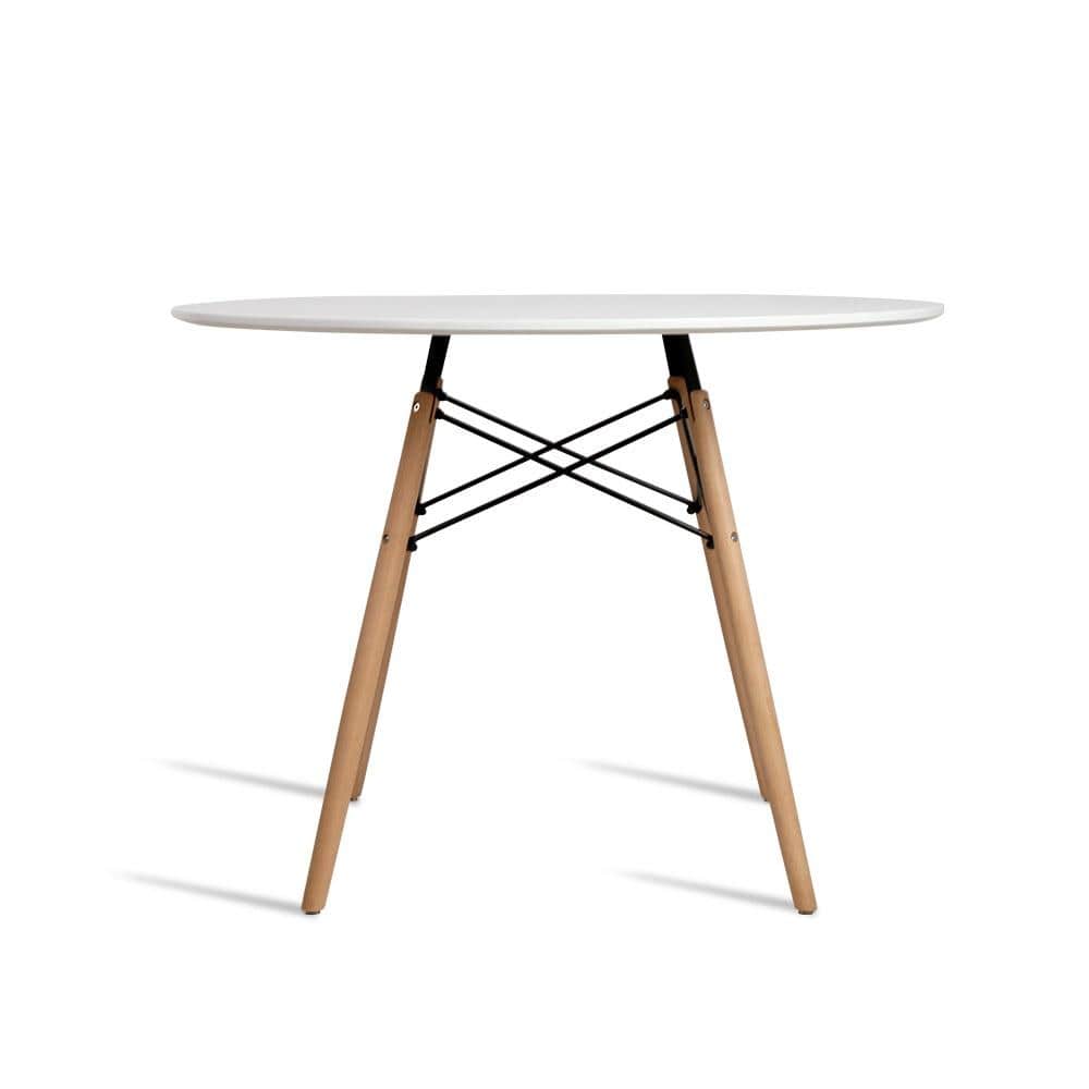 Artiss Dining Table 4 Seater Round Replica DSW Eiffel Kitchen Timber White - Newstart Furniture