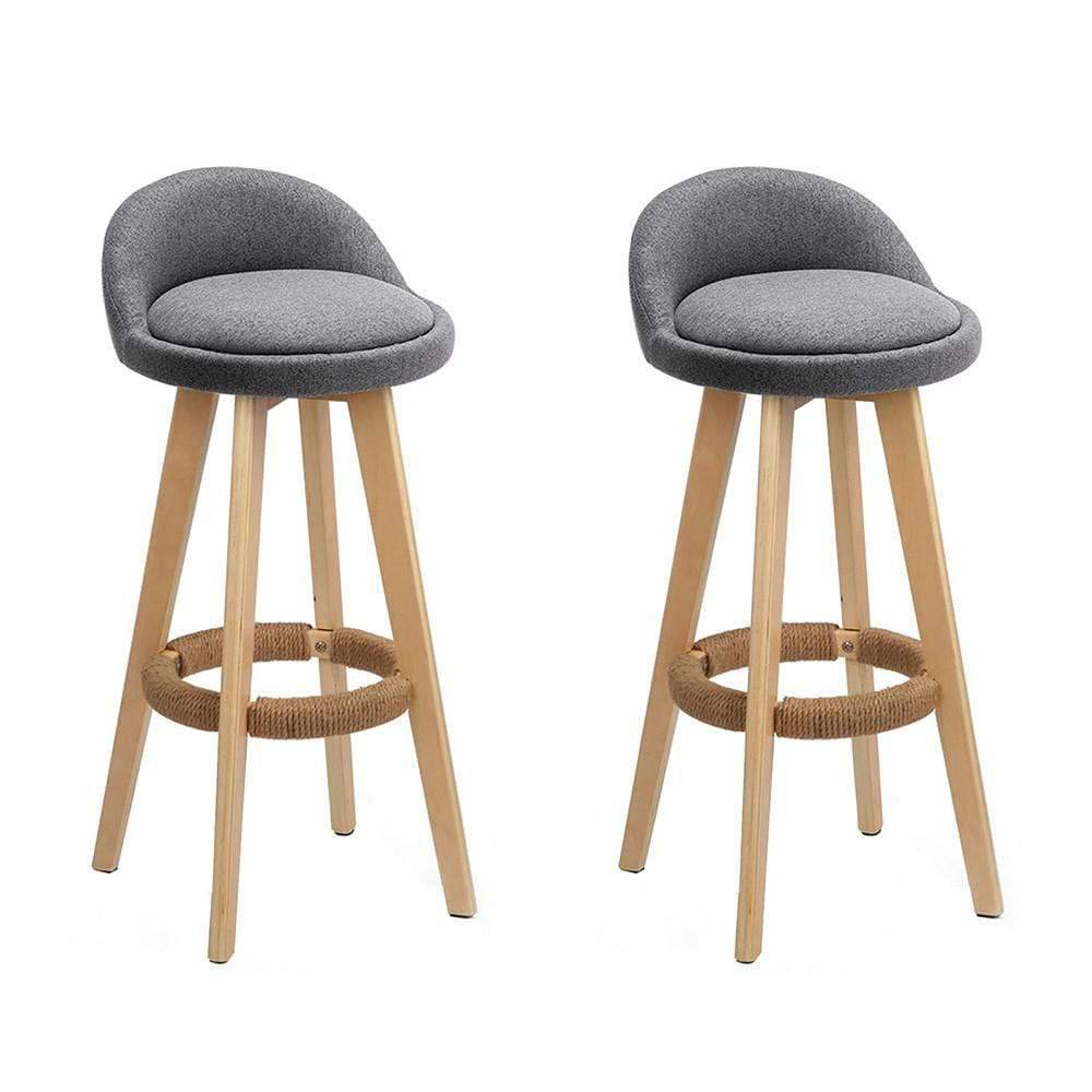 Artiss Set of 2 Fabric Backrest Bar Stools - Grey - Newstart Furniture