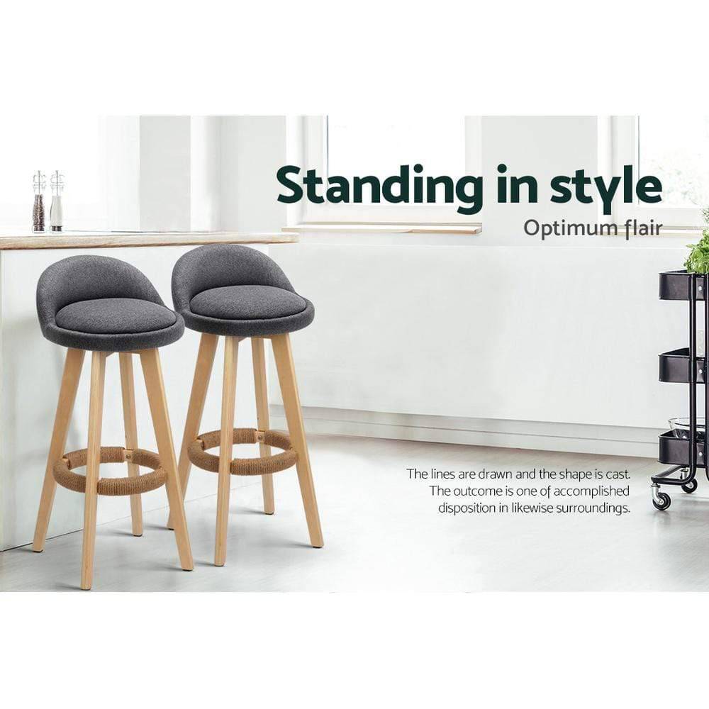 Artiss Set of 2 Fabric Backrest Bar Stools - Grey - Newstart Furniture