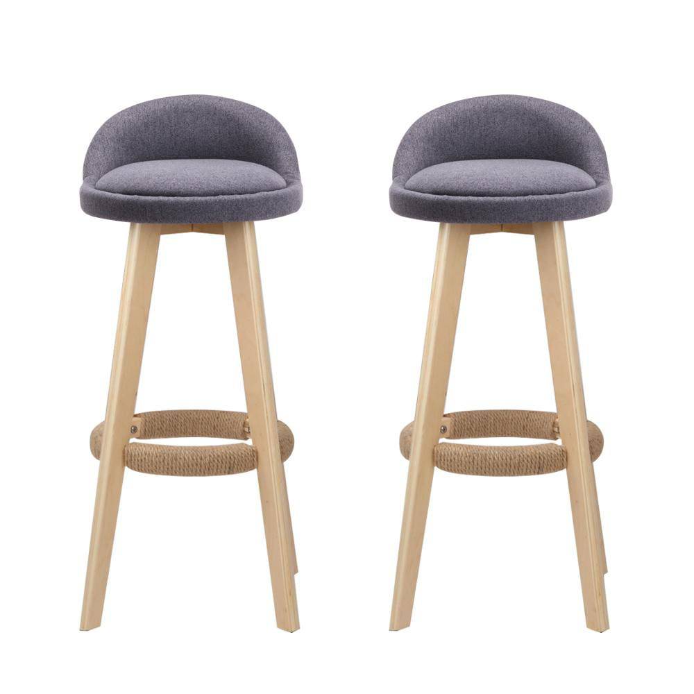 Artiss Set of 2 Fabric Backrest Bar Stools - Grey - Newstart Furniture