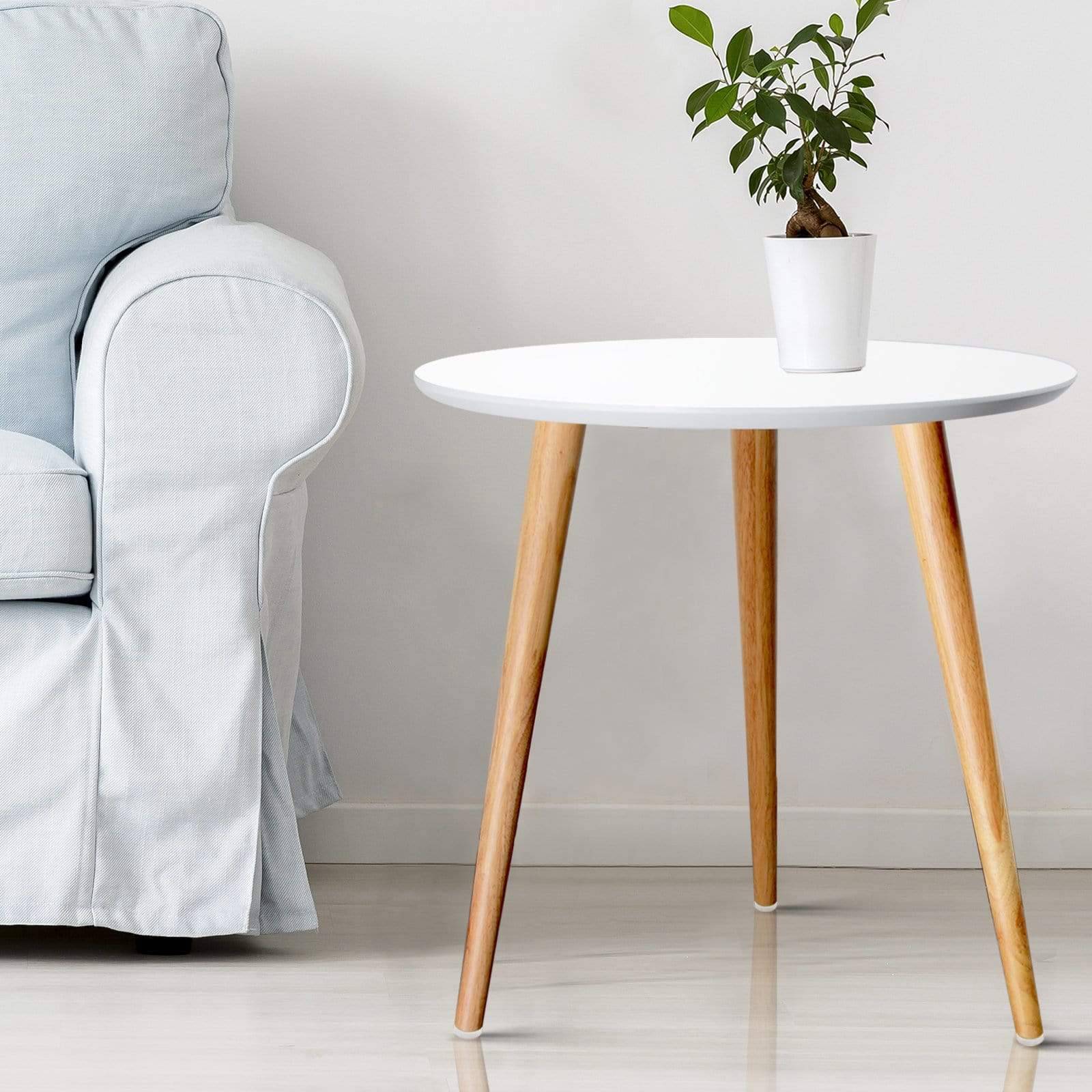 Artiss Round Side Table - White - Newstart Furniture