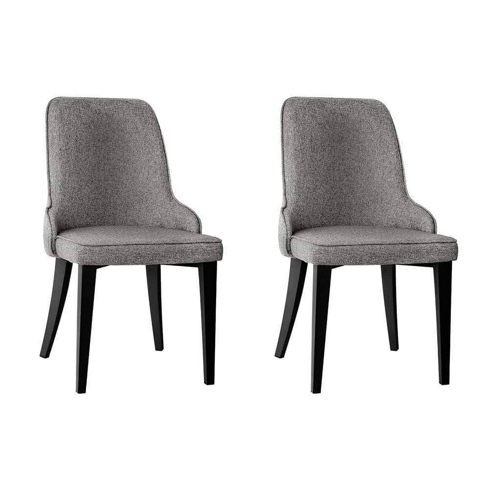 Artiss Set of 2 Fabric Dining Chairs - Grey - Newstart Furniture