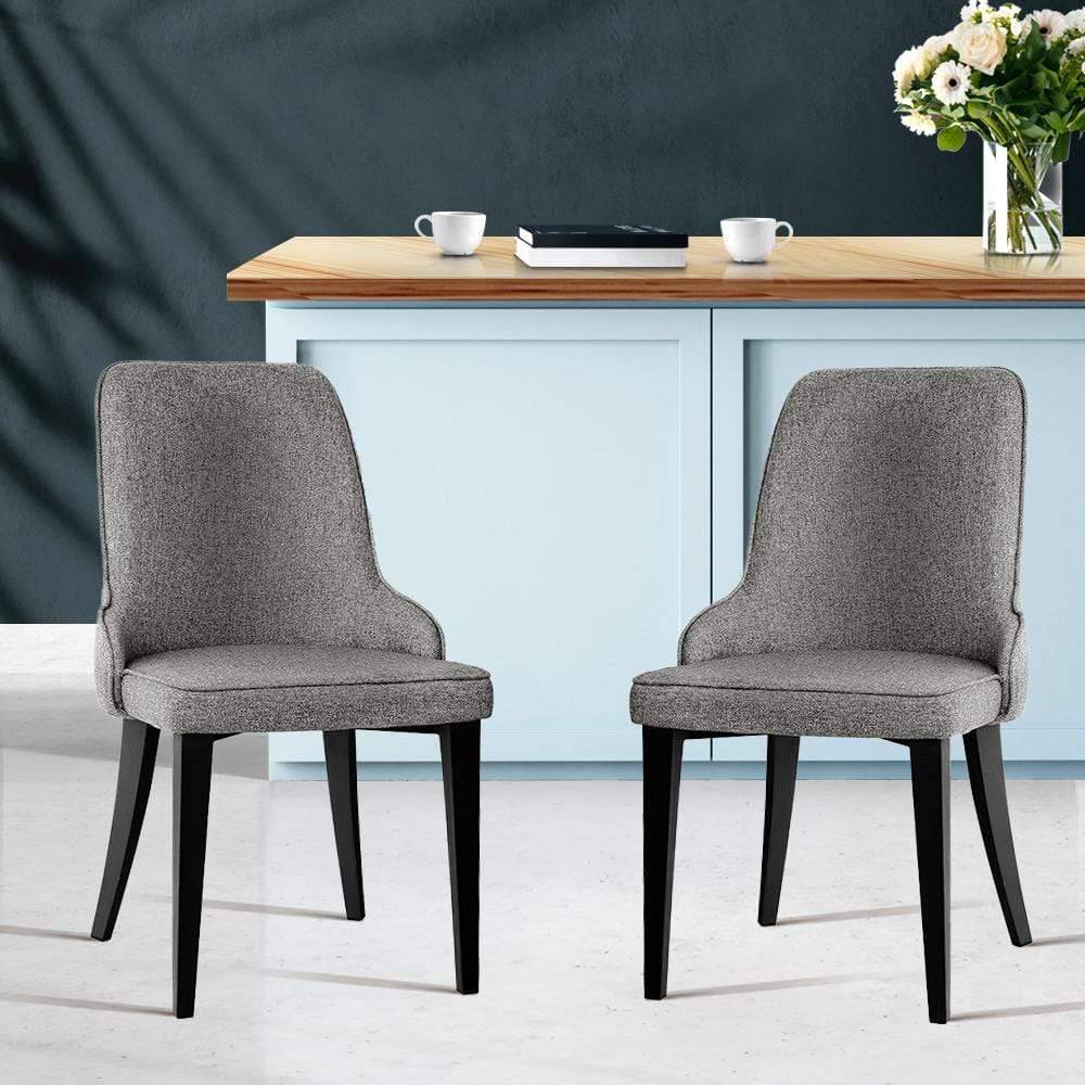 Artiss Set of 2 Fabric Dining Chairs - Grey - Newstart Furniture