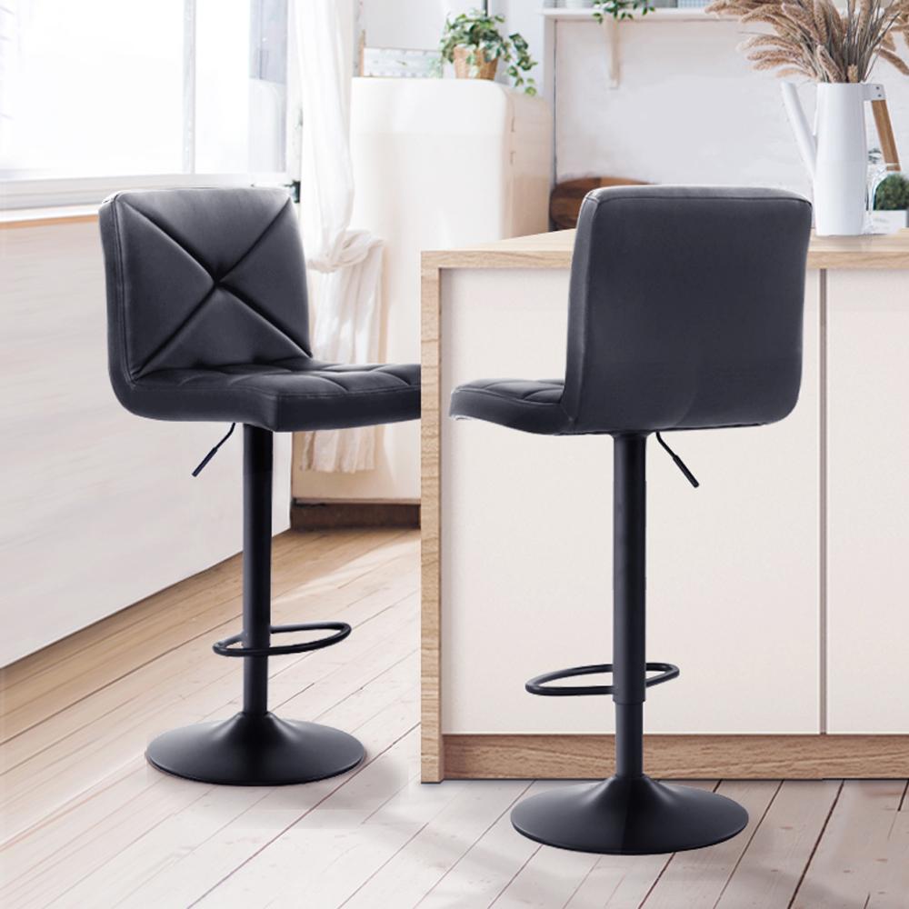 Artiss Set of 2 PU Leather Gas Lift Bar Stools - Black - Newstart Furniture