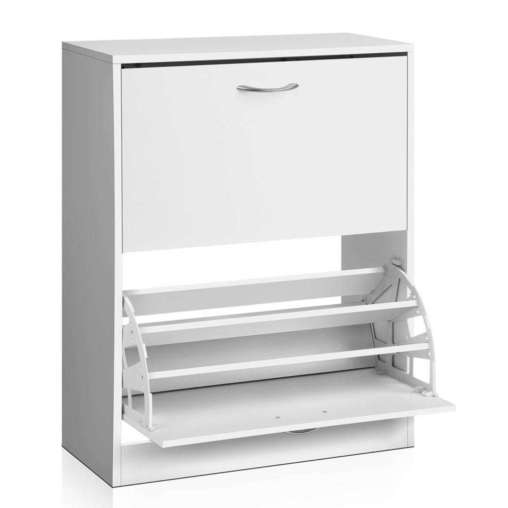 Artiss 2 Door Shoe Cabinet - White - Newstart Furniture