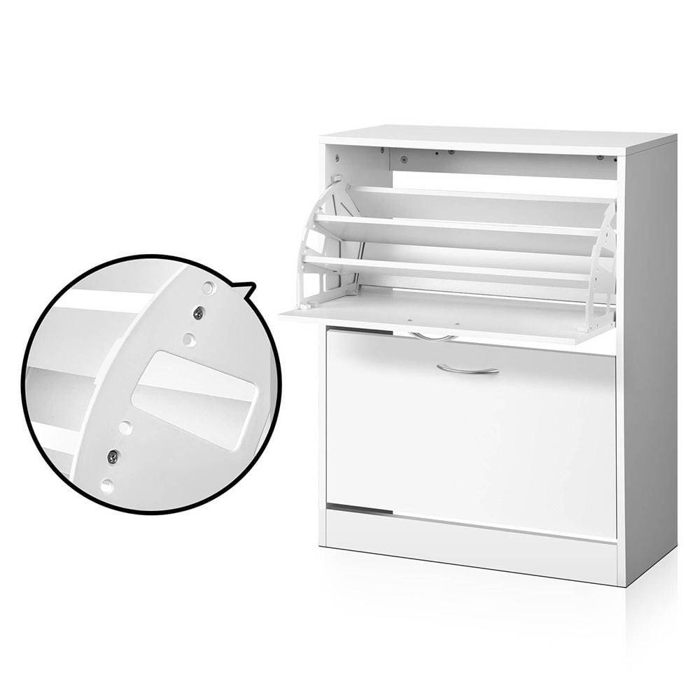 Artiss 2 Door Shoe Cabinet - White - Newstart Furniture