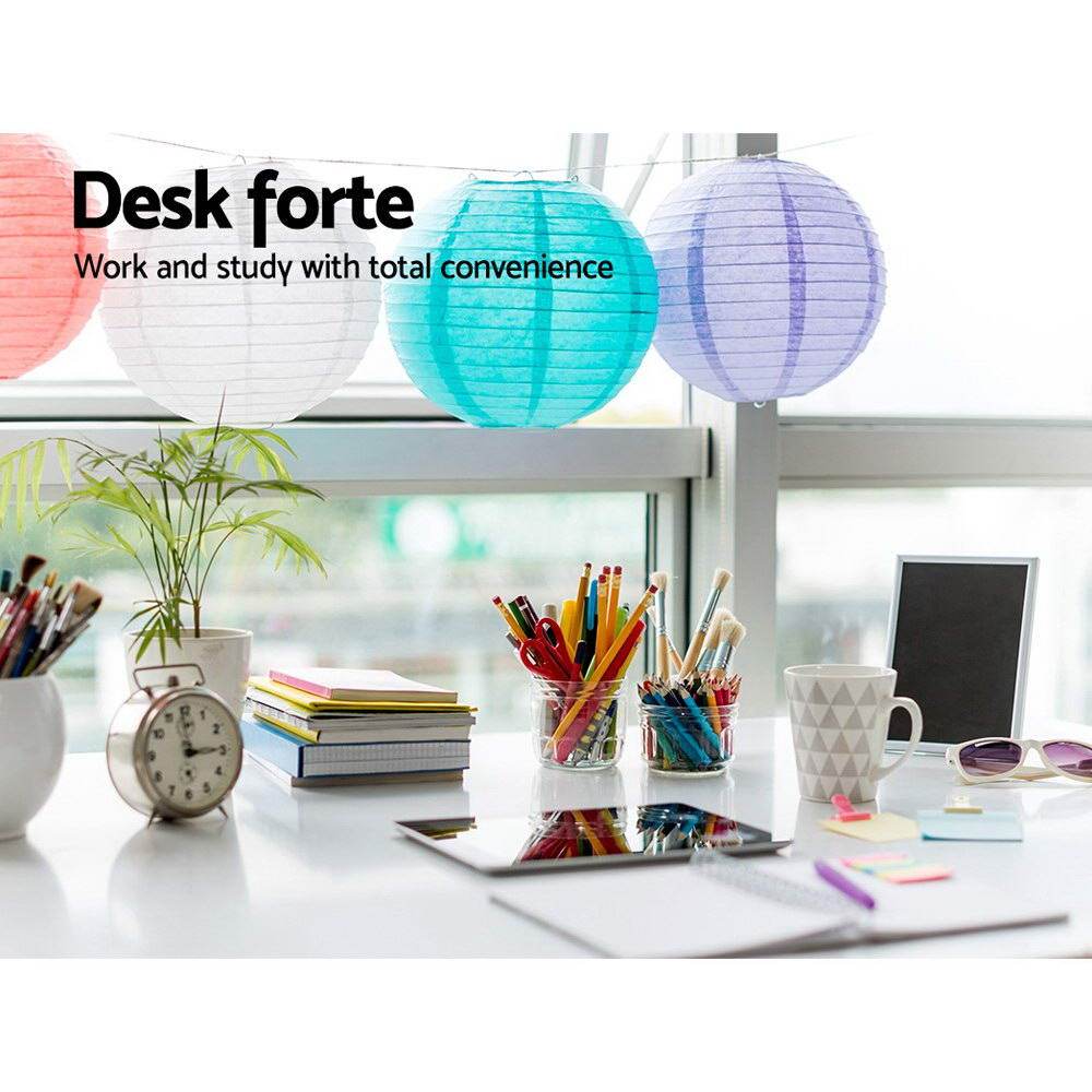 Artiss Foldable Desk with Bookshelf - White - Newstart Furniture