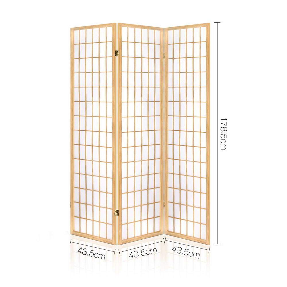 Artiss 3 Panel Wooden Room Divider - Natural - Newstart Furniture