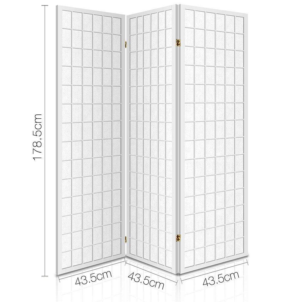 Artiss 3 Panel Wooden Room Divider - White - Newstart Furniture