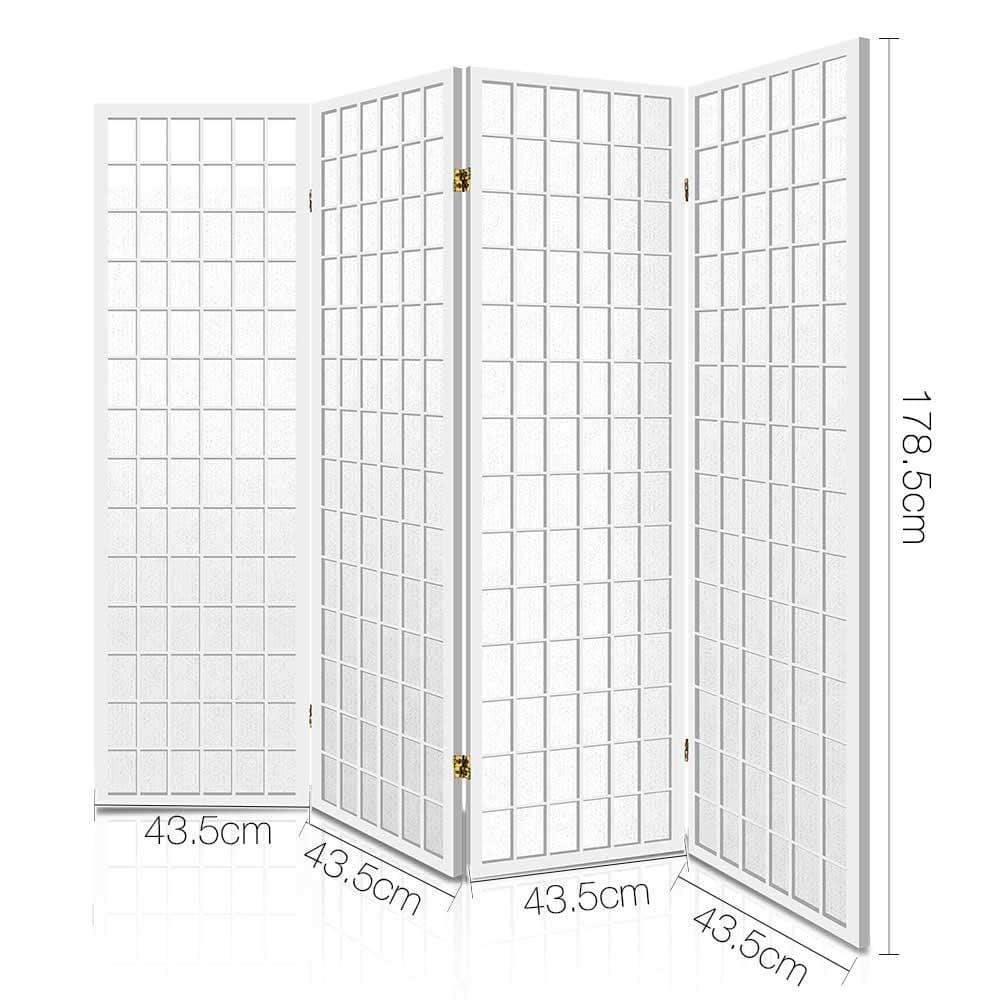 Artiss 4 Panel Wooden Room Divider - White - Newstart Furniture