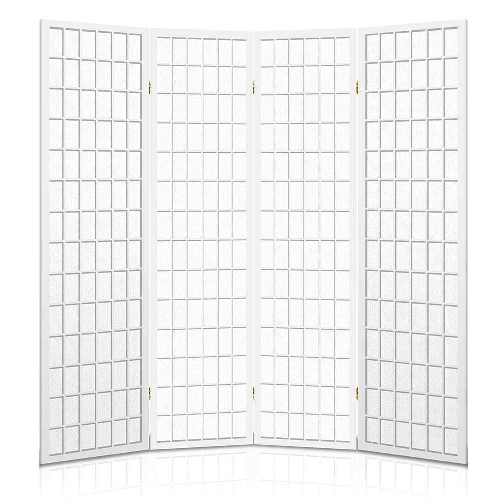Artiss 4 Panel Wooden Room Divider - White - Newstart Furniture