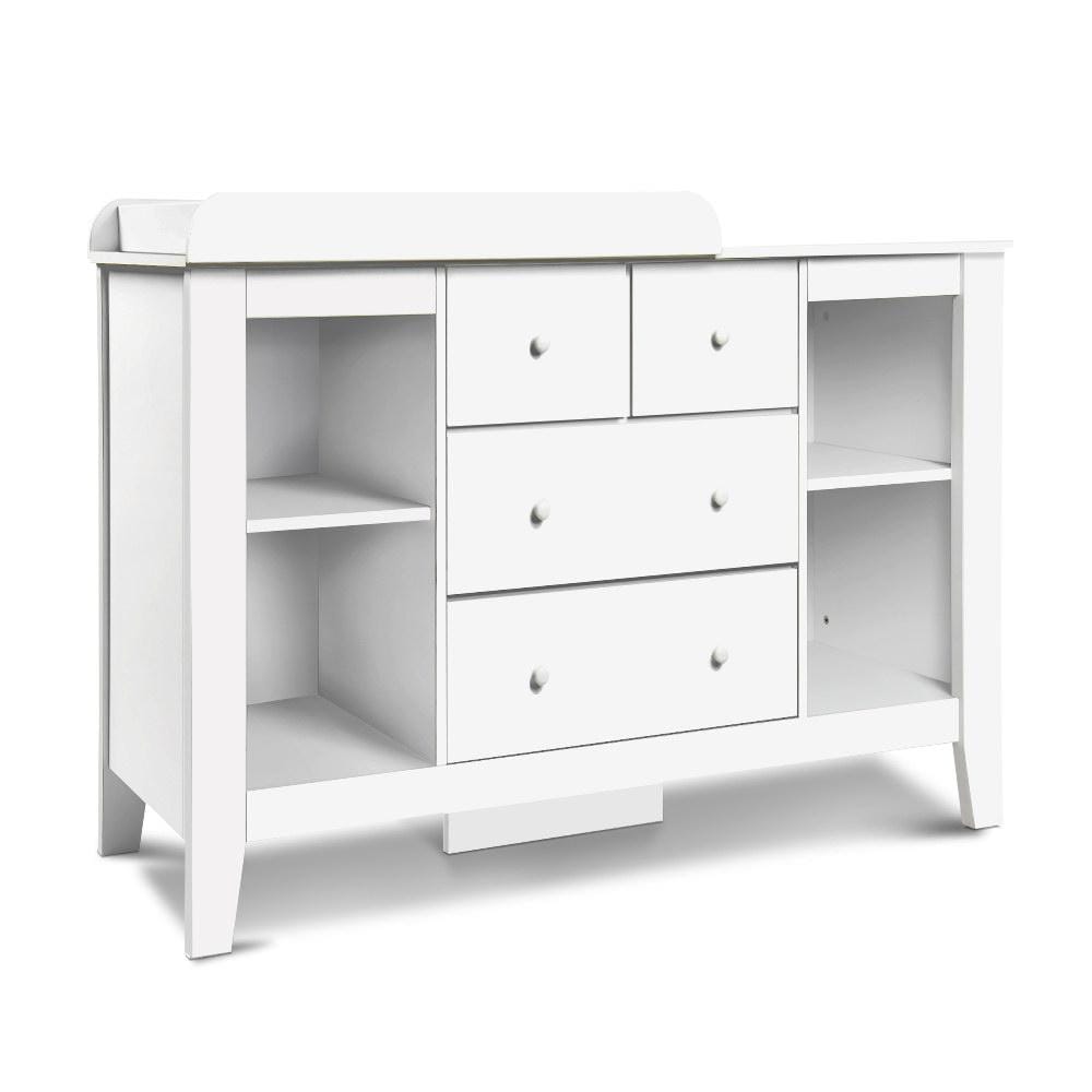 Keezi Baby Change Table Tall boy Drawers Dresser Chest Storage Cabinet White - Newstart Furniture