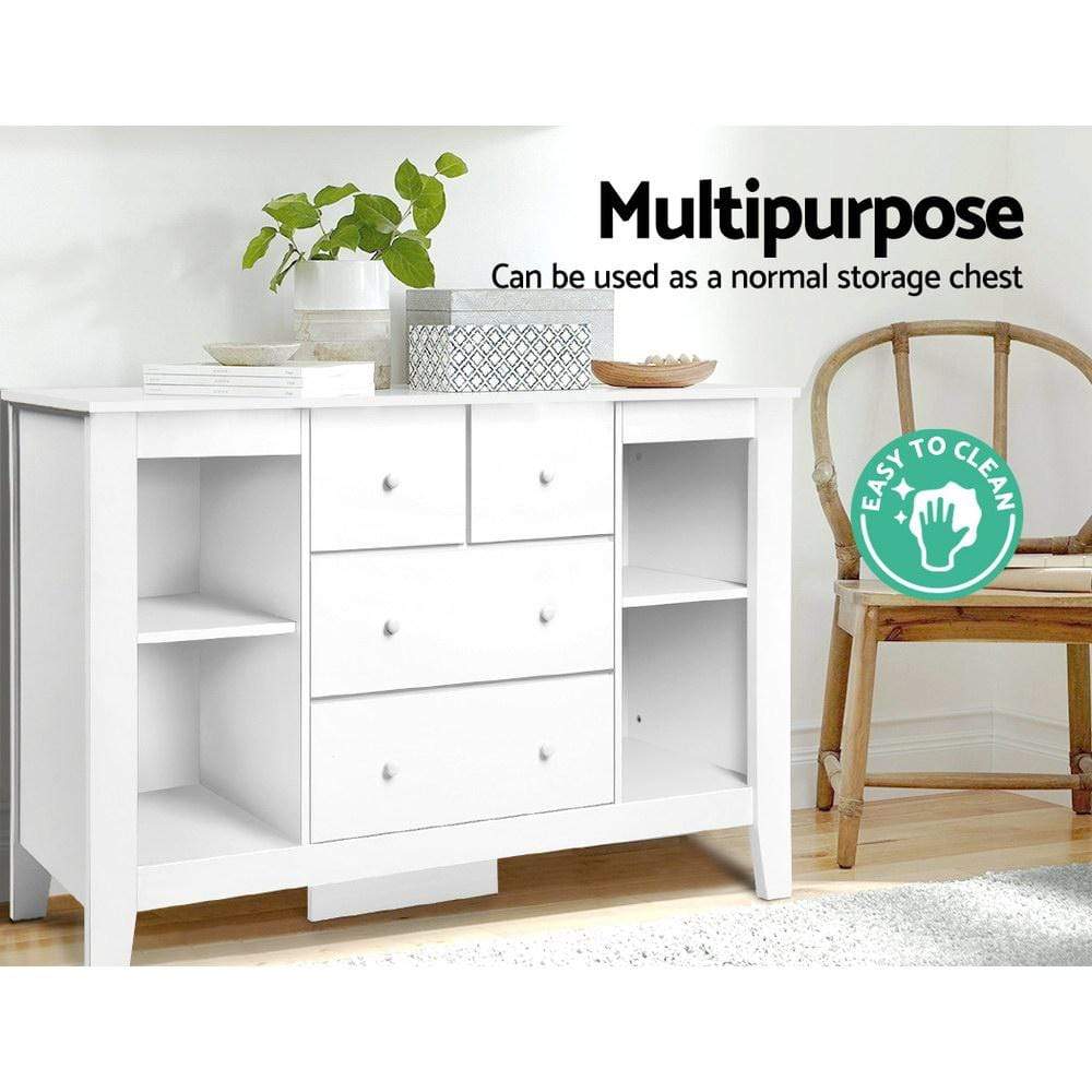 Keezi Baby Change Table Tall boy Drawers Dresser Chest Storage Cabinet White - Newstart Furniture