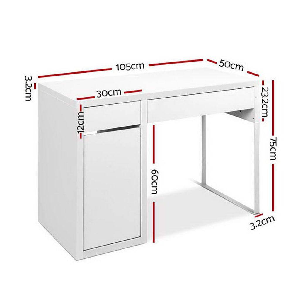 Artiss Metal Desk With Storage Cabinets - White - Newstart Furniture