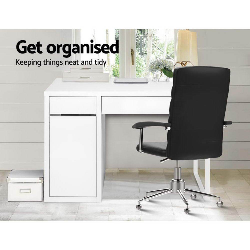 Artiss Metal Desk With Storage Cabinets - White - Newstart Furniture