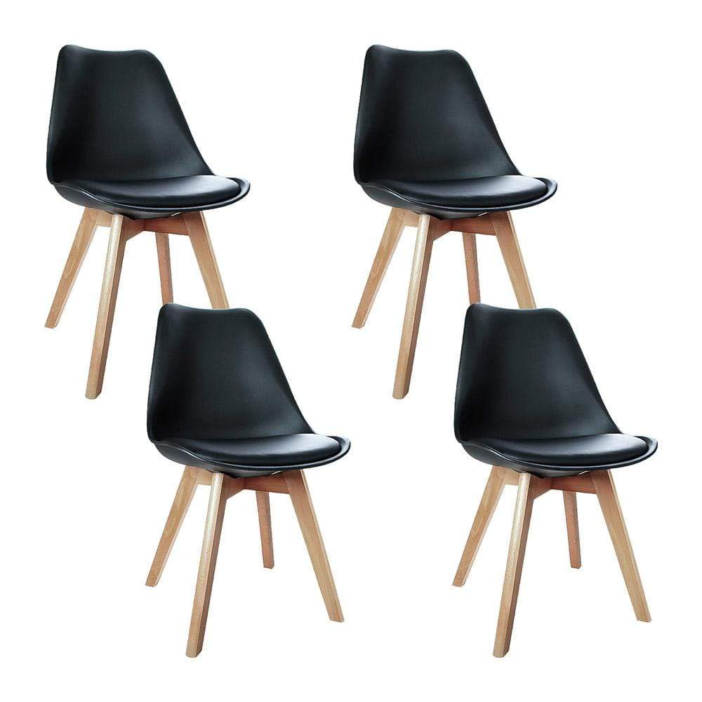 Artiss Set of 4 Padded Dining Chair - Black - Newstart Furniture