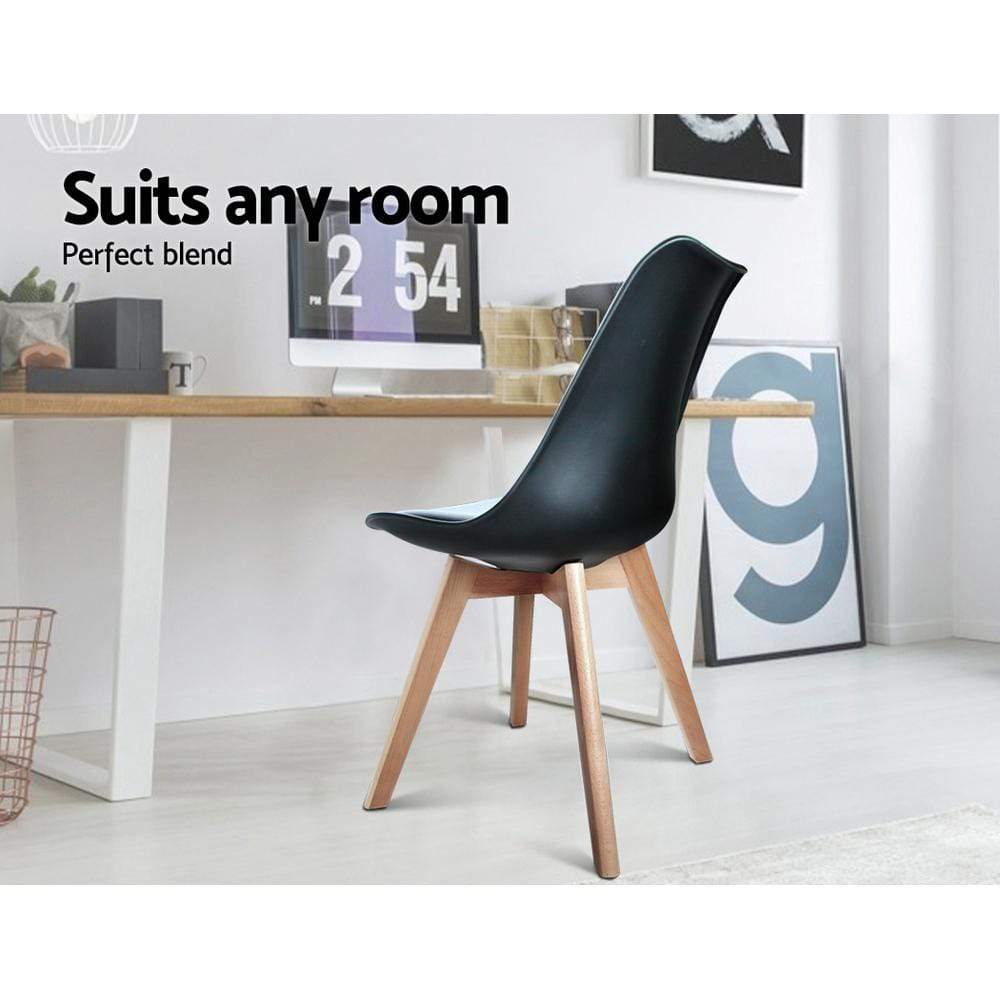 Artiss Set of 4 Padded Dining Chair - Black - Newstart Furniture