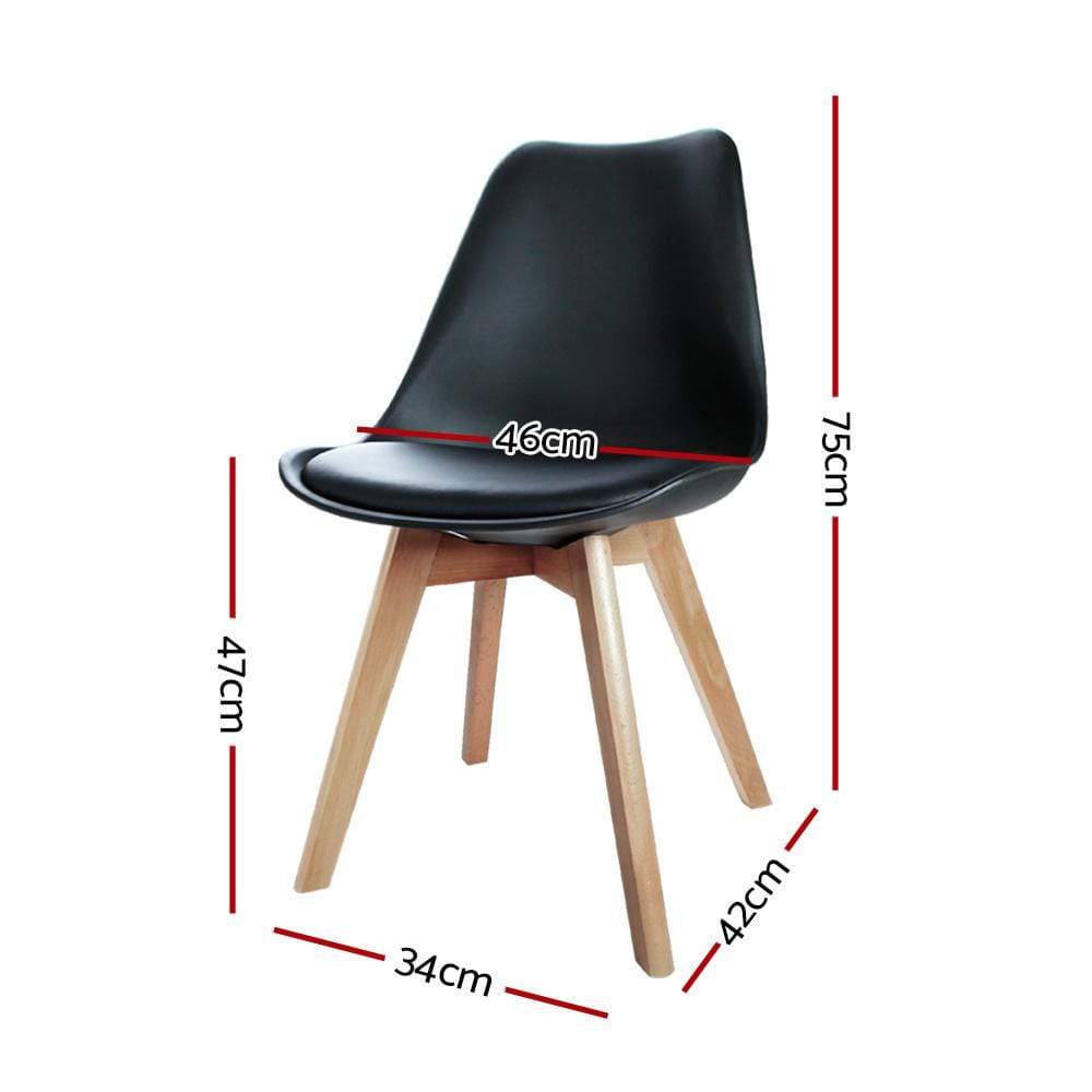 Artiss Set of 4 Padded Dining Chair - Black - Newstart Furniture