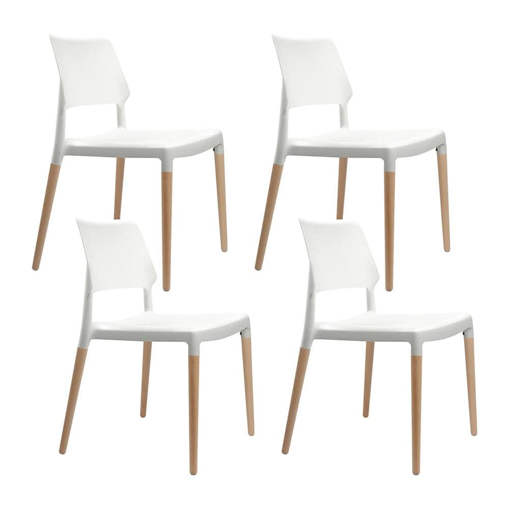 Artiss Set of 4 Wooden Stackable Dining Chairs - White - Newstart Furniture