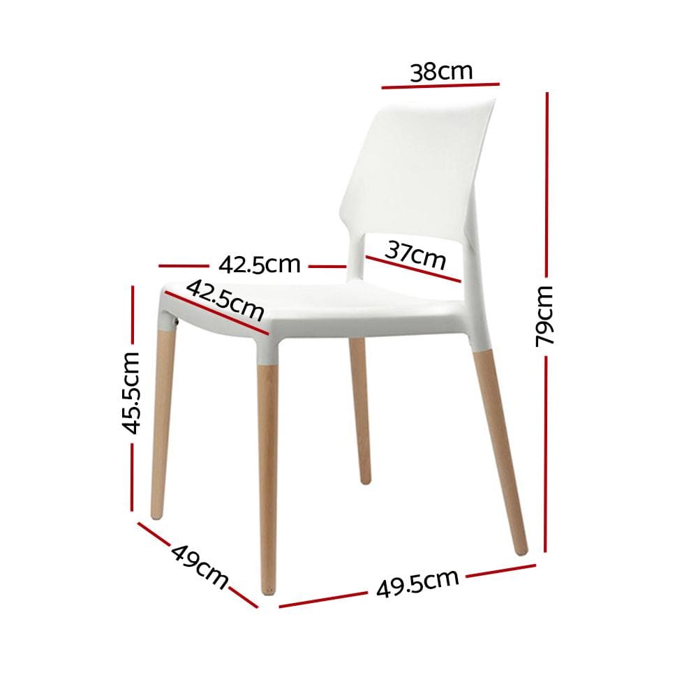 Artiss Set of 4 Wooden Stackable Dining Chairs - White - Newstart Furniture