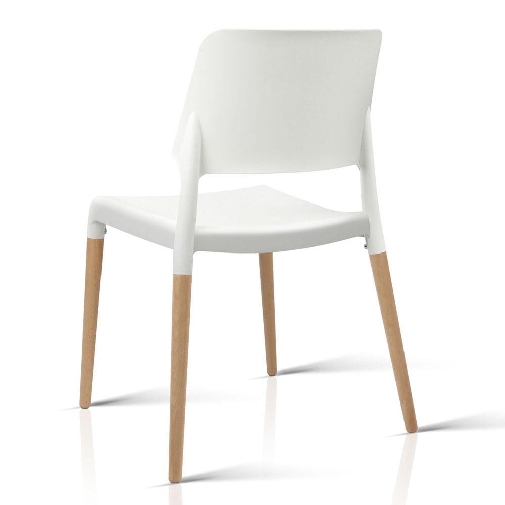 Artiss Set of 4 Wooden Stackable Dining Chairs - White - Newstart Furniture