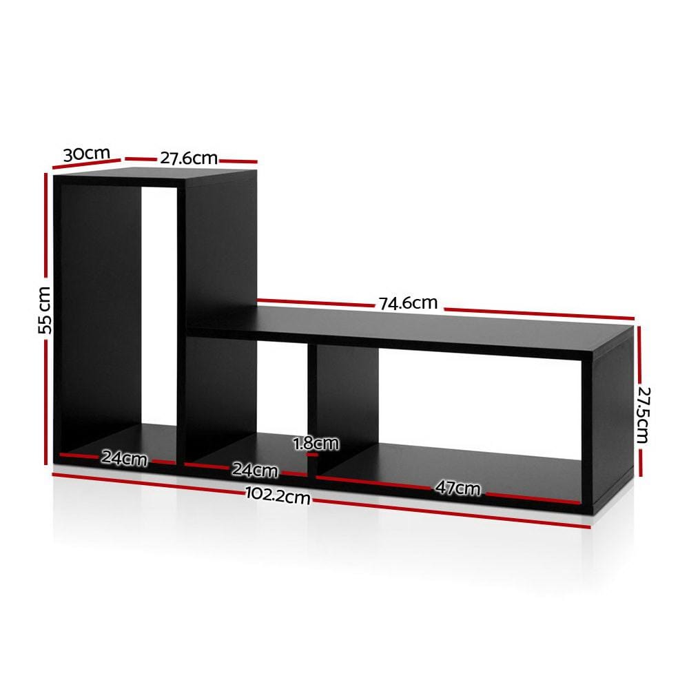 Artiss DIY L Shaped Display Shelf - Black - Newstart Furniture