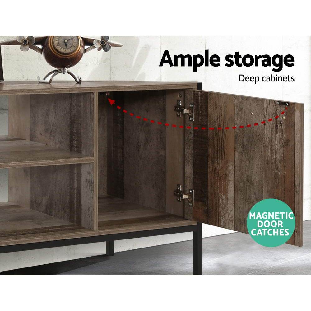 Artiss TV Cabinet Entertainment Unit Stand Storage Wood Industrial Rustic 124cm - Newstart Furniture